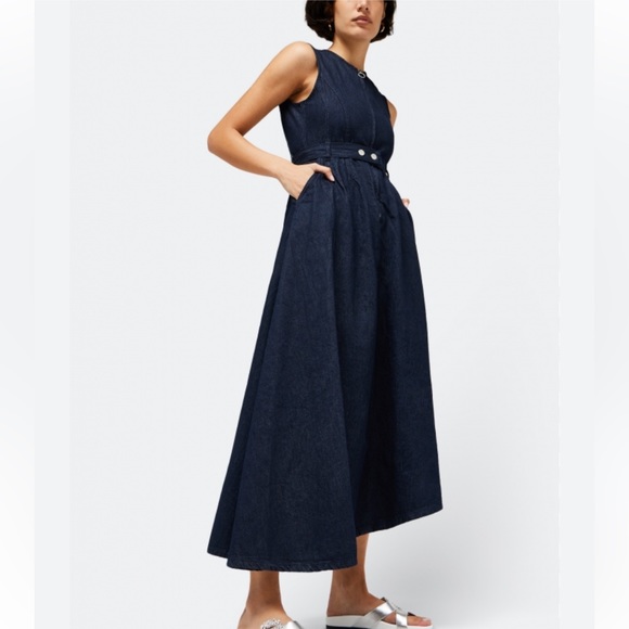 Zara Asymmetric denim midi dress LAST ONE - Picture 4 of 13